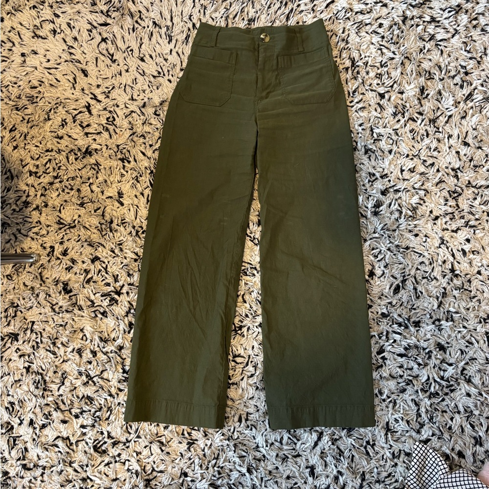 Anthropologie Maeve Collette Olive Wide Leg Pants